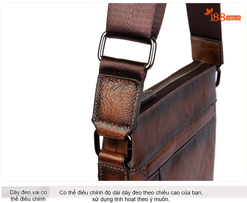 Túi Đeo Chéo Nam Da Thật Kiểu Âu Mỹ Retro Màu Nâu chi tiết 16