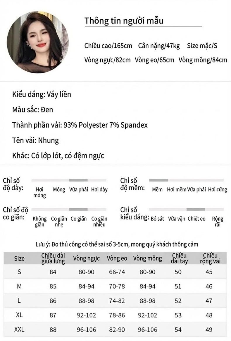 Đầm Ôm Body Nữ Dự Tiệc Thu Đông Dáng Ngắn Tay Dài Màu Đen chi tiết 2