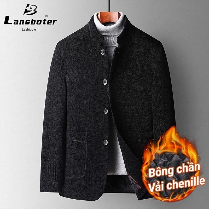 Áo Vest Nam Hai Mặt Thu Đông Thủ Công Lông Cừu Họa Tiết Xương Cá Size Lớn Màu Xám, Nâu chi tiết 16