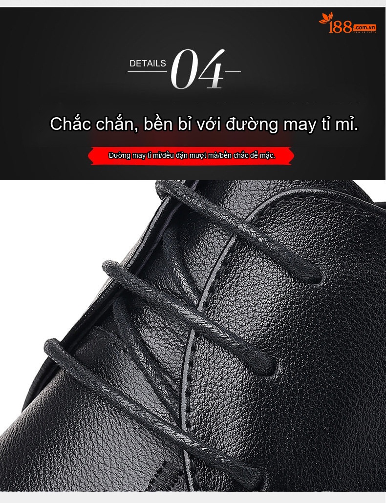 Giày Lười/Giày Tây Nam Da Bò Chiều Cao Đế Khoảng 3cm Màu Đen chi tiết 12