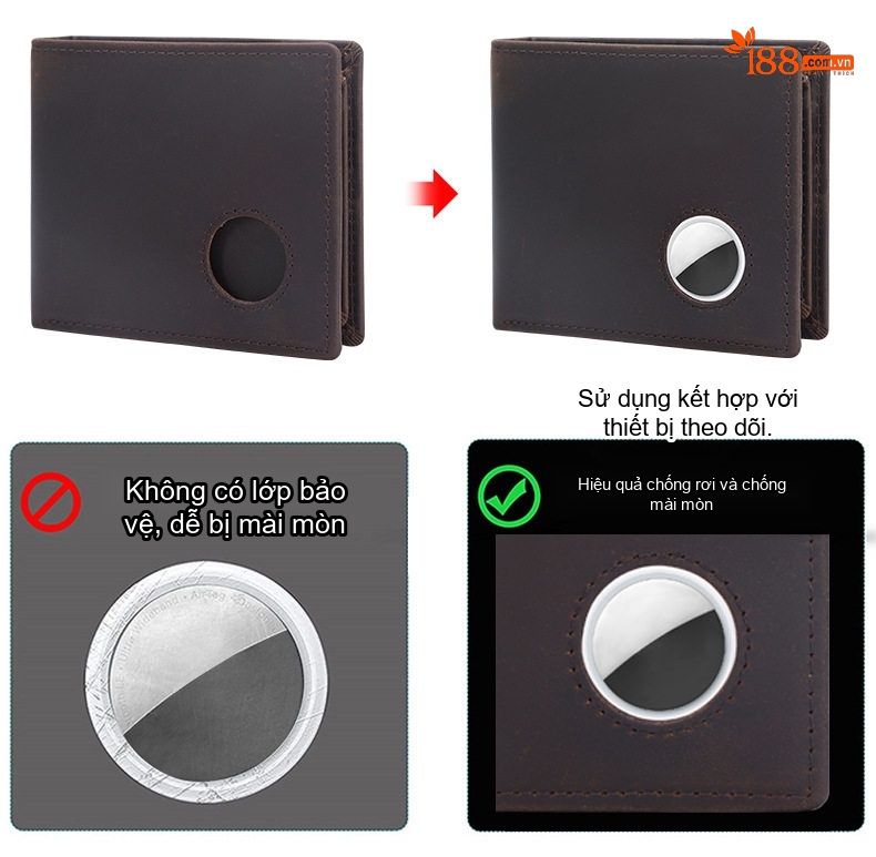 Ví Nam Da Bò Ngắn Dạng Gập Đôi Chống RFID Màu Nâu chi tiết 5