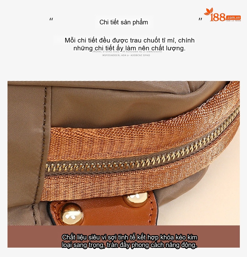 Túi đeo chéo nữ vải canvas mini kiểu dáng thể thao chi tiết 4