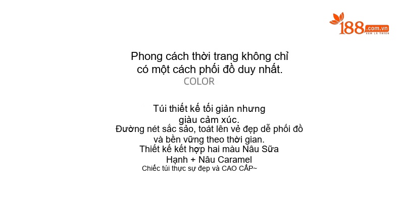 Túi Đeo Chéo Nữ Da Thật Kiểu Dáng Bánh Bao Phối Dây Đeo Màu Kem, Nâu chi tiết 3