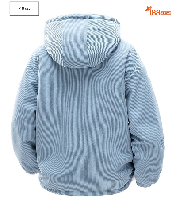 Áo Khoác Cotton Lót Lông Cừu Non Có Mũ Trùm Đầu Dáng Rộng Nam Nữ Màu Đen, Xanh, Tím, Kem... chi tiết 23