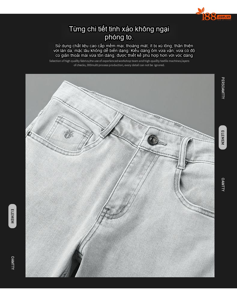Quần Dài Nam Ống Đứng Co Giãn Màu Xanh Lam Nhạt chi tiết 21