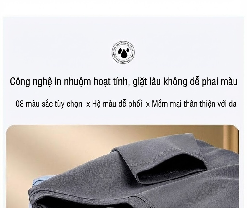 Áo Thun Dài Tay Nam Sợi Amoniac Lụa Cotton Áo Kiểu Mặc Lót Cao Cấp Màu Trắng, Xám, Xanh, Nâu... chi tiết 16