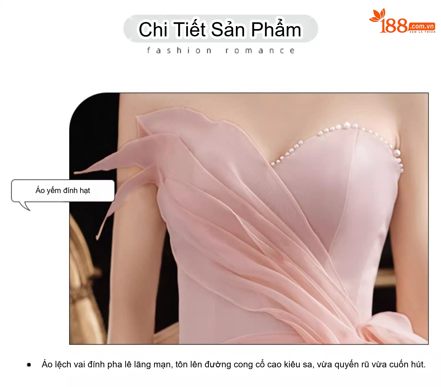 Váy Dạ Hội Dáng Dài Hở Vai Màu Hồng Dự Tiệc Đính Hôn, Hội Nghị, Biểu Diễn Thanh Nhạc chi tiết 8