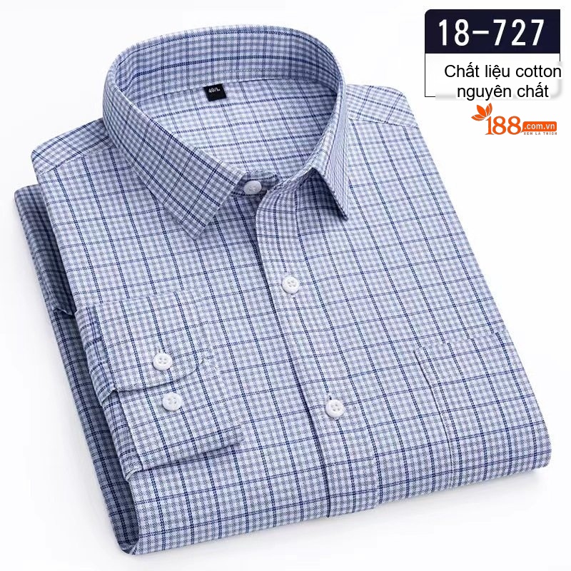 Áo Sơ Mi Dài Tay Nam Cotton Họa Tiết Kẻ Sọc Nhỏ Phong Cách Casual chi tiết 22