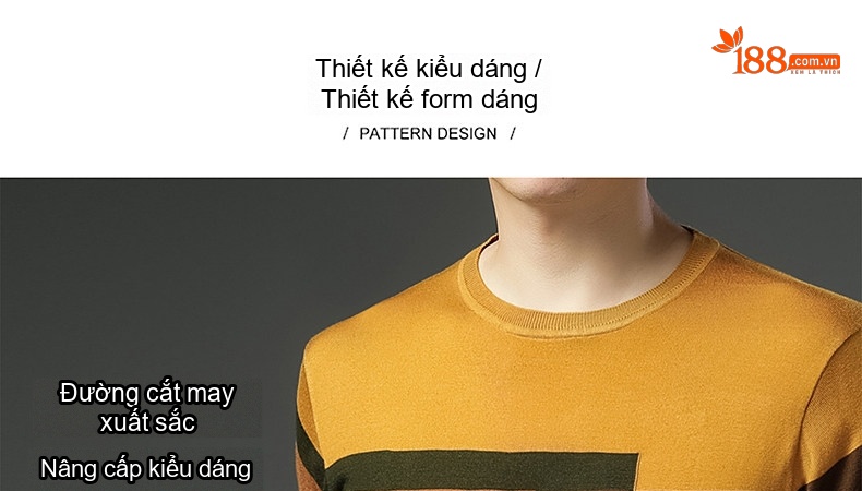 Áo Thun Dệt Kim Tay Dài Cổ Tròn Mỏng Phong Cách Thu Đông Cho Nam Màu Vàng chi tiết 3