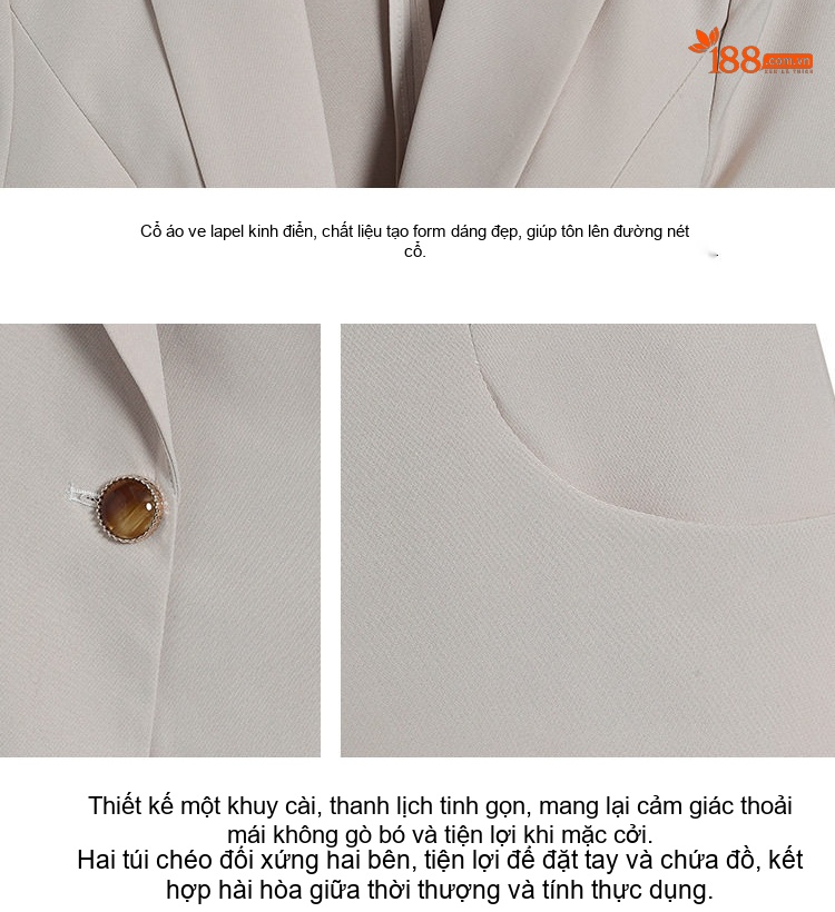 Bộ Vest Công Sở Nữ Tay Lỡ Màu Hồng chi tiết 10