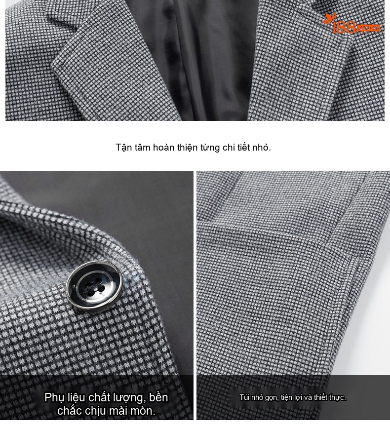 Áo Vest Nam Vải Dệt Kim Cúc Bấm Phong Cách Công Sở Trung Niên Màu Nâu, Xanh Dương, Xám chi tiết 8