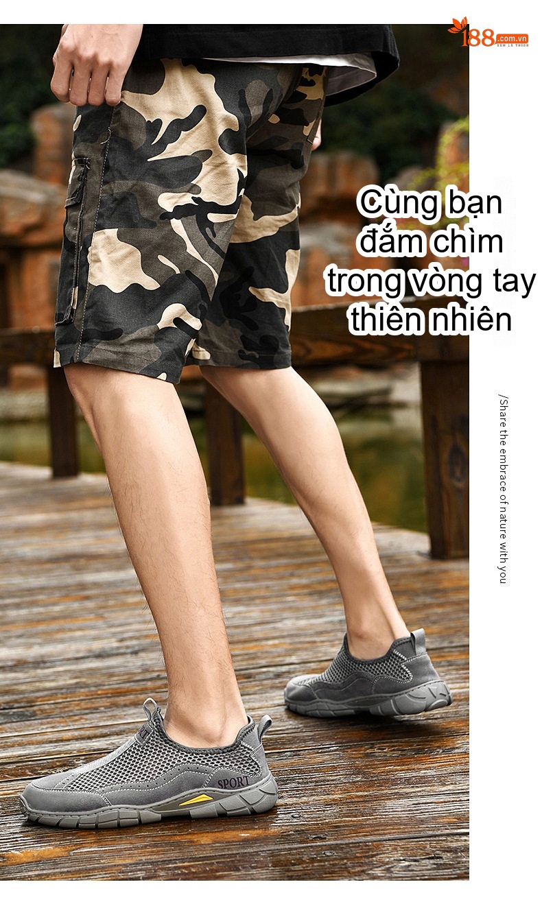 Giày Lười Nam Da Thật Lưới Thoáng Khí Đế Cao 3cm chi tiết 7