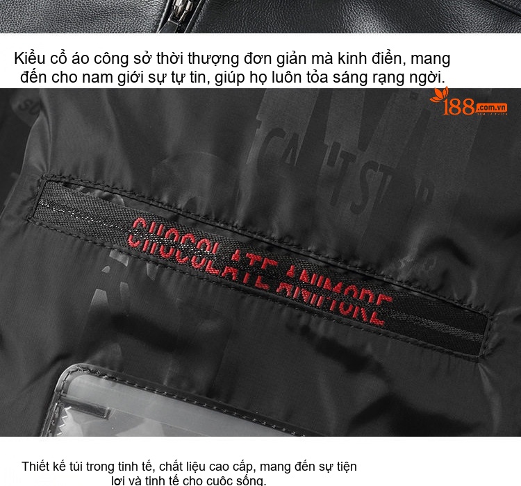 Áo Khoác Da Nam Da Cừu Trung Niên Cao Cấp Có Túi Khóa Kéo Màu Đen chi tiết 17