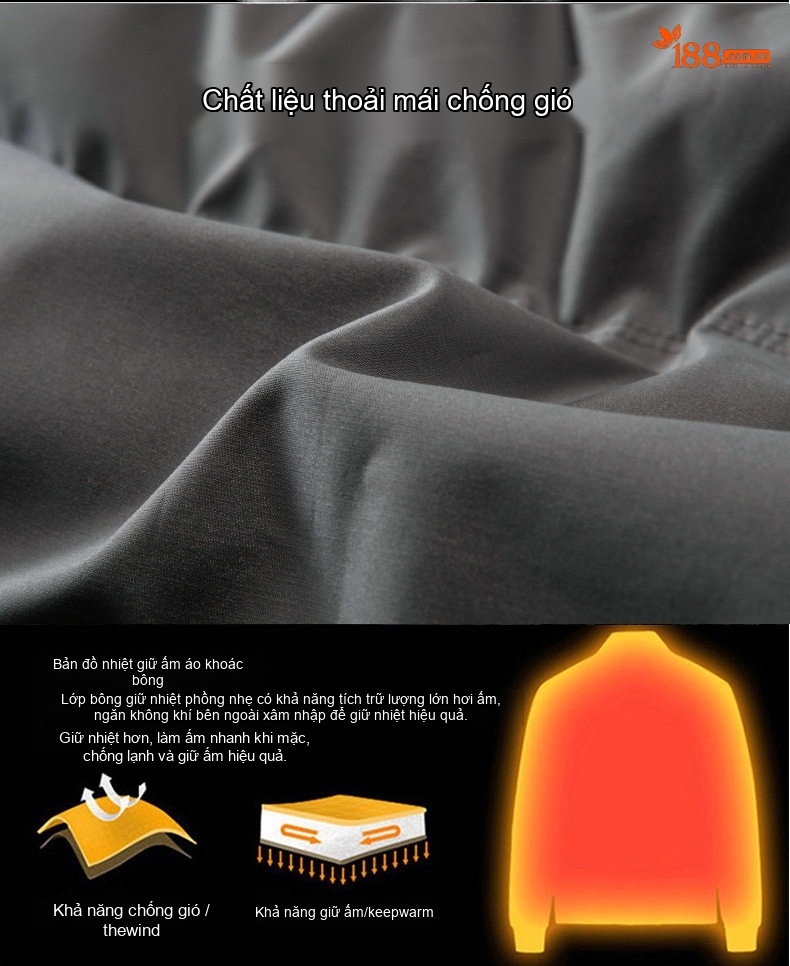 Áo Khoác Cotton Nam Dáng Rộng Có Mũ Trùm Đầu Dày Dặn Phong Cách Đường Phố Màu Đen, Xám, Kem... chi tiết 6