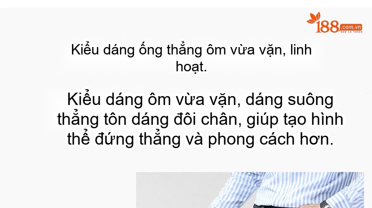 Quần Dài Nam Ống Đứng Dáng Ôm Vừa Vặn Co Giãn Thoải Mái Màu Đen chi tiết 3