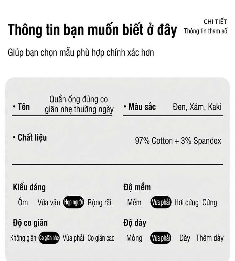 Quần Dài Nam Cotton Dáng Suông Ống Đứng Phong Cách Công Sở Màu Be, Trắng, Đen, Xám chi tiết 19
