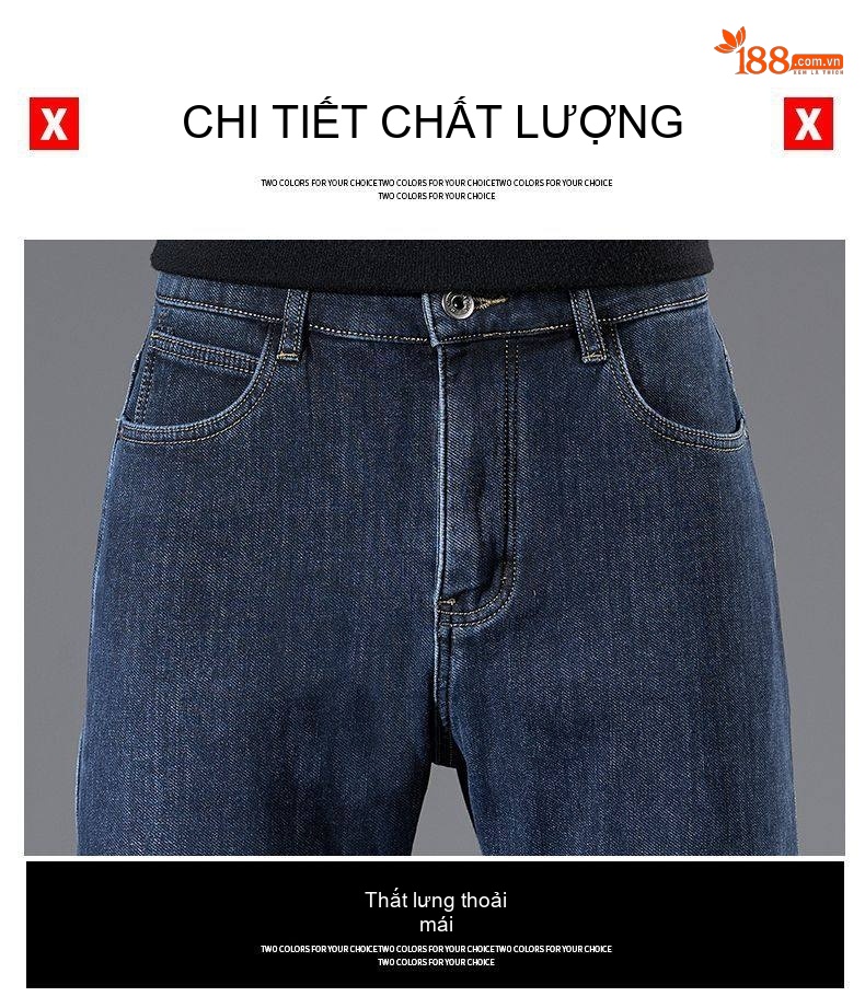 Quần Jean Nam Ống Đứng Lót Lông Dày Dặn Màu Đen Xám chi tiết 8