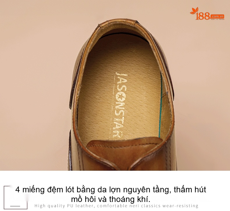 Giày Tây Oxford Nam Da Bò Buộc Dây Phong Cách Anh Quốc Chiều Cao Đế Khoảng 3cm Màu Nâu, Đen chi tiết 7