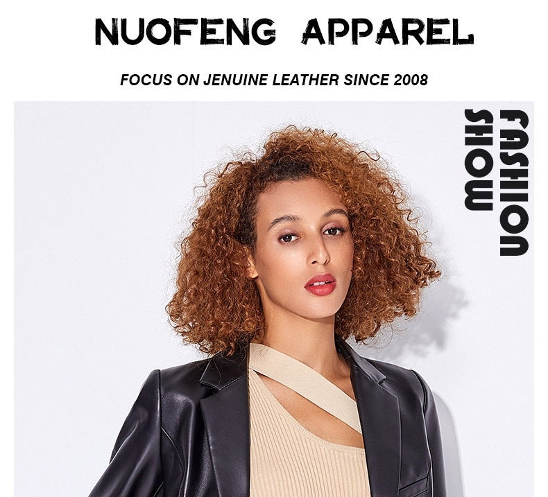 Áo Khoác Blazer Nữ Da Cừu Thật Dáng Motor Tiểu Tây Trang Màu Đen chi tiết 1