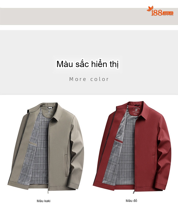 Áo Khoác Bomber Nam Cổ Bẻ Mỏng Phong Cách Công Sở Màu Xanh Navy, Xám, Đỏ chi tiết 11