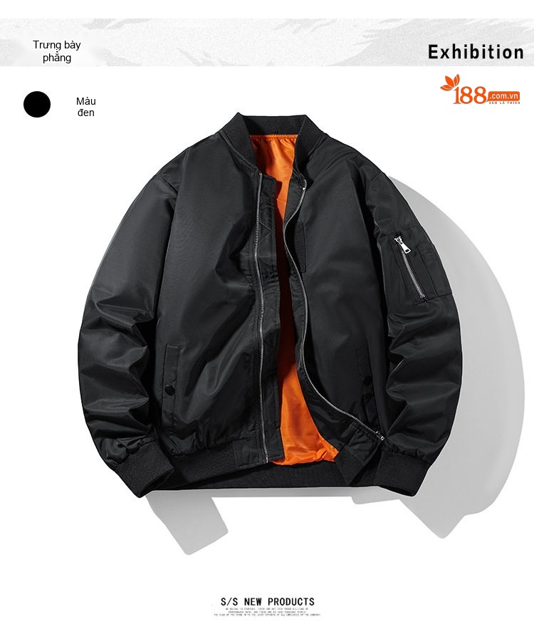 Áo Khoác Bomber Nam Dáng Rộng Có Mũ Trùm Đầu Màu Đen, Xanh Olive chi tiết 4