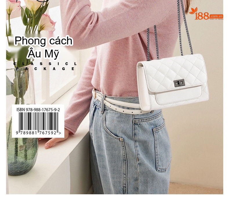 Túi Đeo Chéo Nữ Da Thật Dây Xích Thời Trang Cao Cấp Màu Đen chi tiết 7