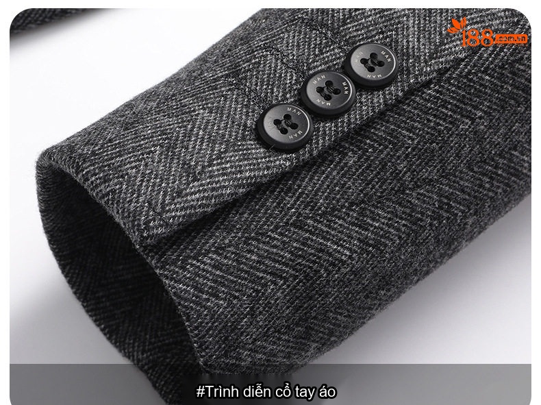 Áo Vest Nam Wool Lông Cừu Họa Tiết Xương Cá Dáng Ôm Chống Nhăn Màu Xám chi tiết 15