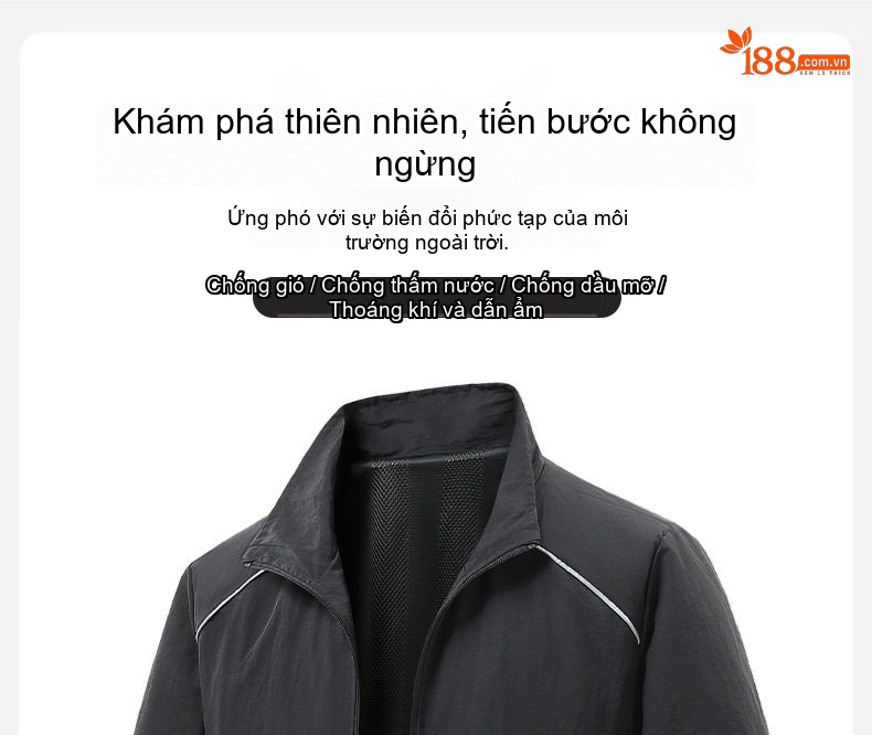 Áo khoác gió nam cổ trụ dáng ôm vừa vặn chi tiết 1