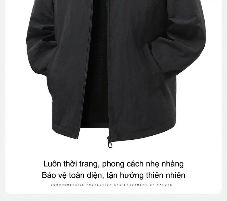 Áo khoác gió nam cổ trụ dáng ôm vừa vặn chi tiết 2