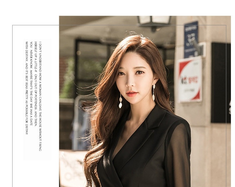Váy Đầm Blazer Nữ Ôm Dáng Chiết Eo Tay Lưới Màu Đen chi tiết 11