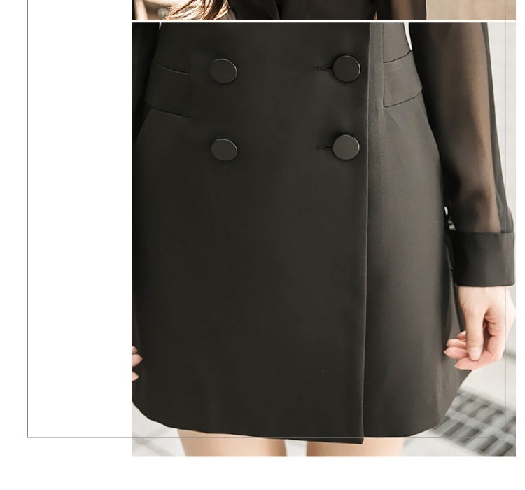 Váy Đầm Blazer Nữ Ôm Dáng Chiết Eo Tay Lưới Màu Đen chi tiết 12