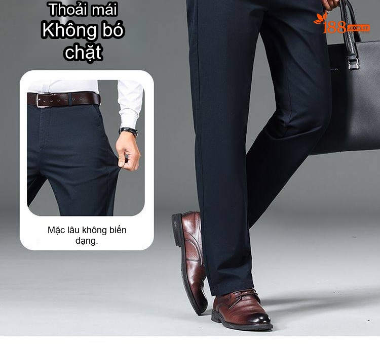 Quần Dài Nam Cotton Ống Suông Rộng Thoải Mái Màu Đen, Xám, Xanh Navy, Nâu chi tiết 37