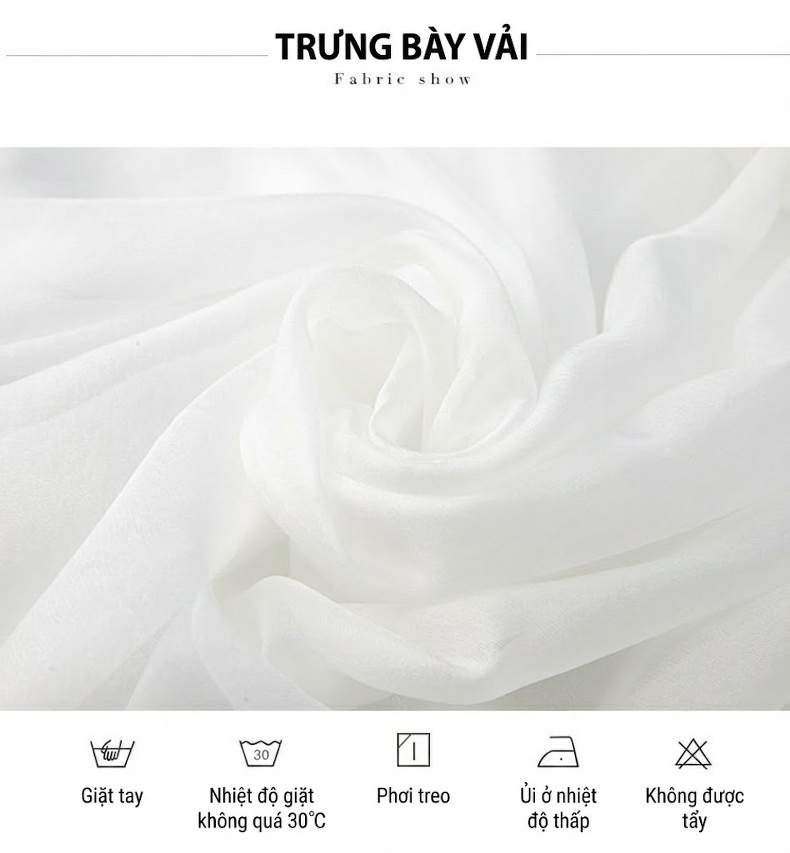 Váy Lụa Tằm Ý Dáng Dài Thắt Eo Phong Cách Pháp Màu Trắng, Be, Xanh chi tiết 5