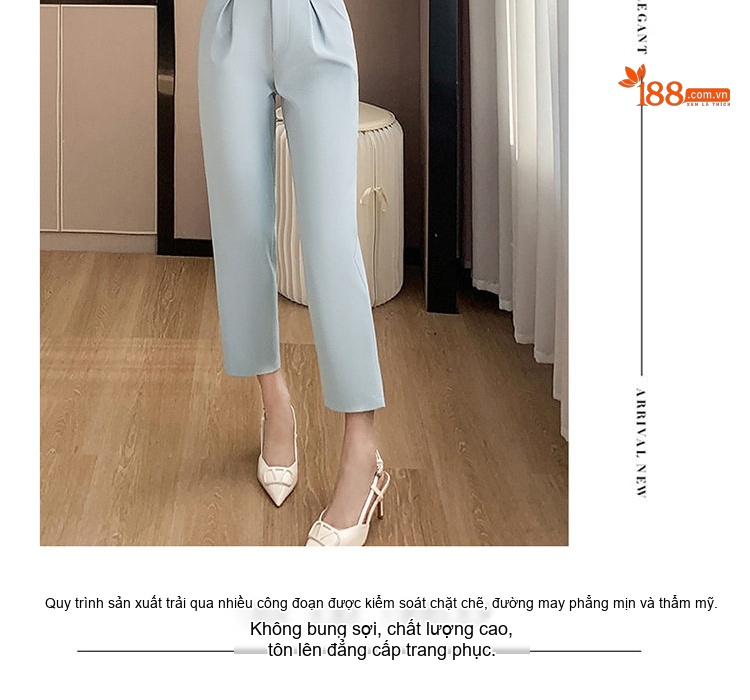Bộ Vest Công Sở Nữ Dáng Ngắn Quần Dài/Chân Váy Màu Kaki, Đen, Xanh Dương chi tiết 17
