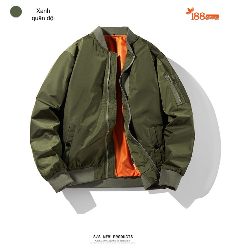 Áo Khoác Bomber Nam Dáng Rộng Có Mũ Trùm Đầu Màu Đen, Xanh Olive chi tiết 6
