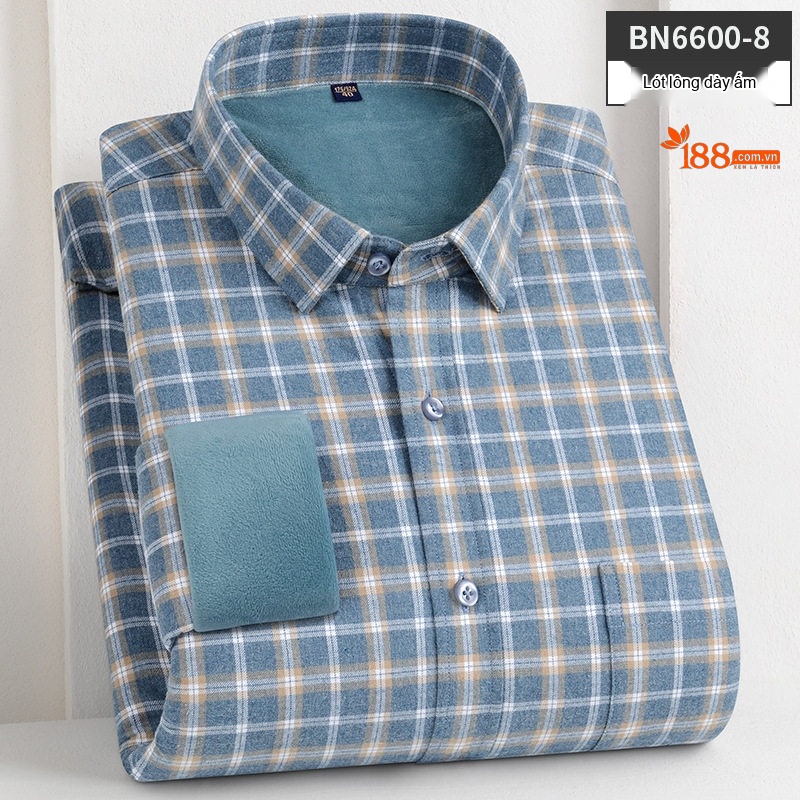 Áo Sơ Mi Nam Dài Tay Cotton Lót Lông Dày Dặn Giữ Ấm Màu Xanh Dương, Xám, Đen, Đỏ...