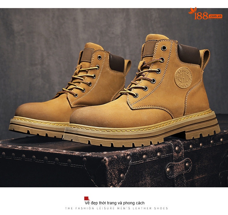 Giày Boot Martin Nam Da Mờ Cao Cổ Tăng Chiều Cao Đế Khoảng 4cm chi tiết 22