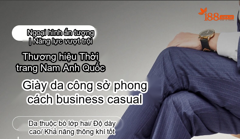 Giày Tây Buộc Dây Nam Da Bóng Chiều Cao Đế Khoảng 3cm Màu Đen, Nâu chi tiết 1