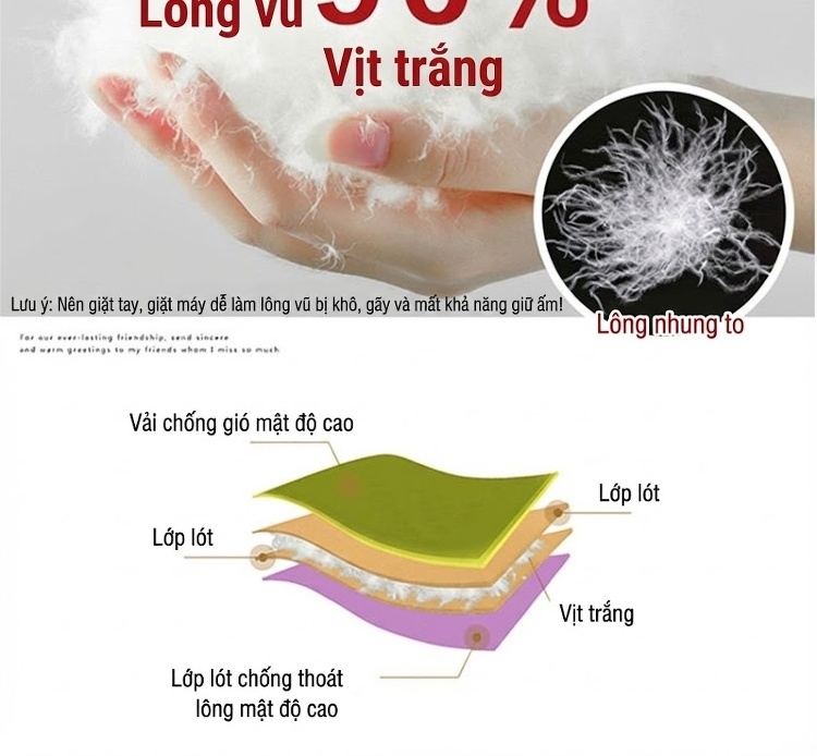 Áo Phao Nữ Dáng Dài Vừa Vải Bóng Mũ Trùm Đầu Lót Lông Vịt Trắng Dày Dặn Màu Đỏ, Đen chi tiết 7