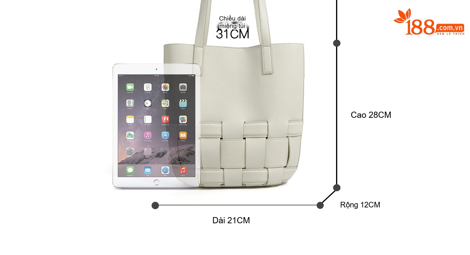 Túi Tote Nữ Da Thật Đan Dây Sức Chứa Lớn Phong Cách Thời Trang Màu Trắng, Đen, Xanh Lá