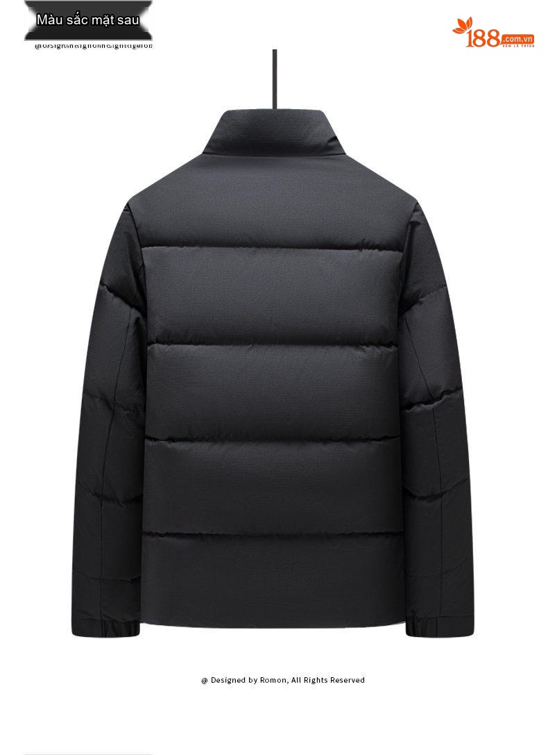 Áo Khoác Phao Nam Cotton Dáng Ngắn Cổ Đứng Kiểu Dáng Áo Phao Màu Trắng, Đen, Xanh Navy chi tiết 18