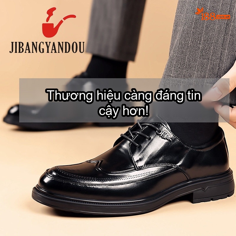 Giày Tây Đầu Tròn Nam Da Bò Chiều Cao Đế Khoảng 3cm Màu Đen, Nâu chi tiết 10