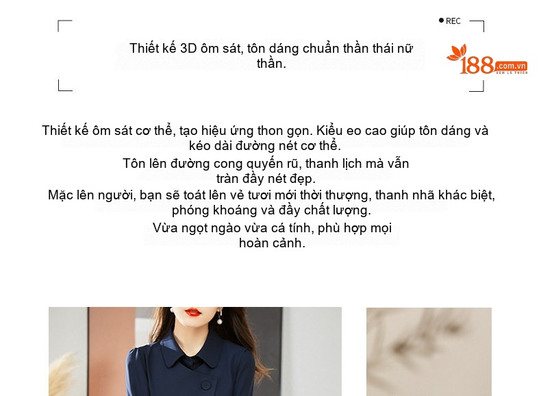 Váy Bộ Nữ Áo Vest Tay Dài Thanh Lịch Phong Cách Hàn Quốc Màu Nâu, Xanh Navy chi tiết 3