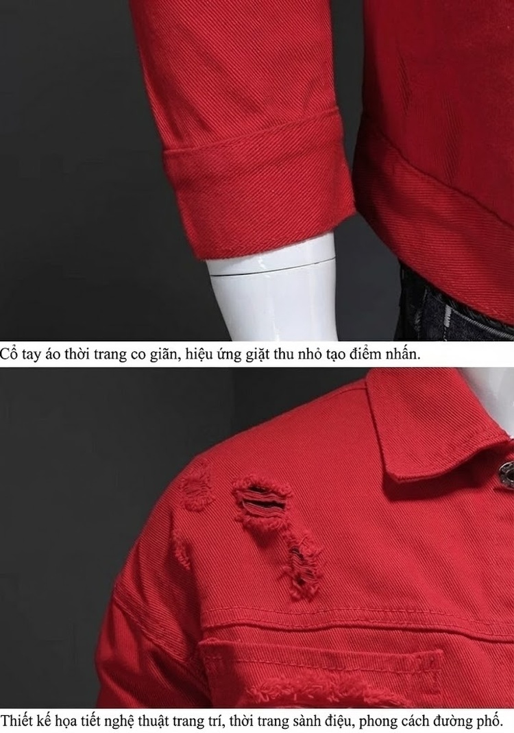 Áo Khoác Jean Nam Slimfit In Chữ Thời Trang Màu Trắng, Hồng chi tiết 15