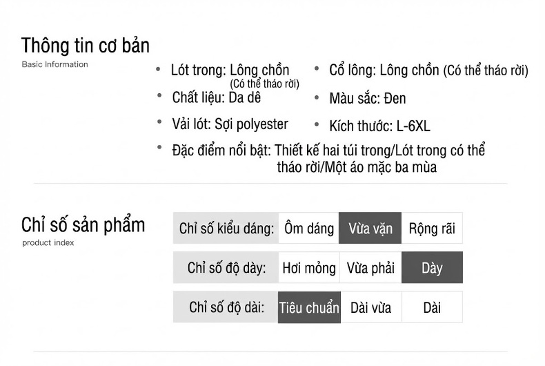 Áo Khoác Da Thật Nam Lót Lông Chồn Cổ Lông Kiểu Ngắn Da Dê Màu Đen chi tiết 9