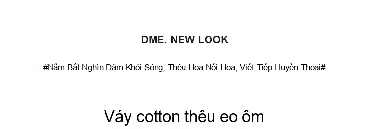 Váy liền thân Nữ Cotton Thêu Hoa Cổ chữ V Tay Lỡ Phong Cách Hàn Quốc Màu Trắng chi tiết 1