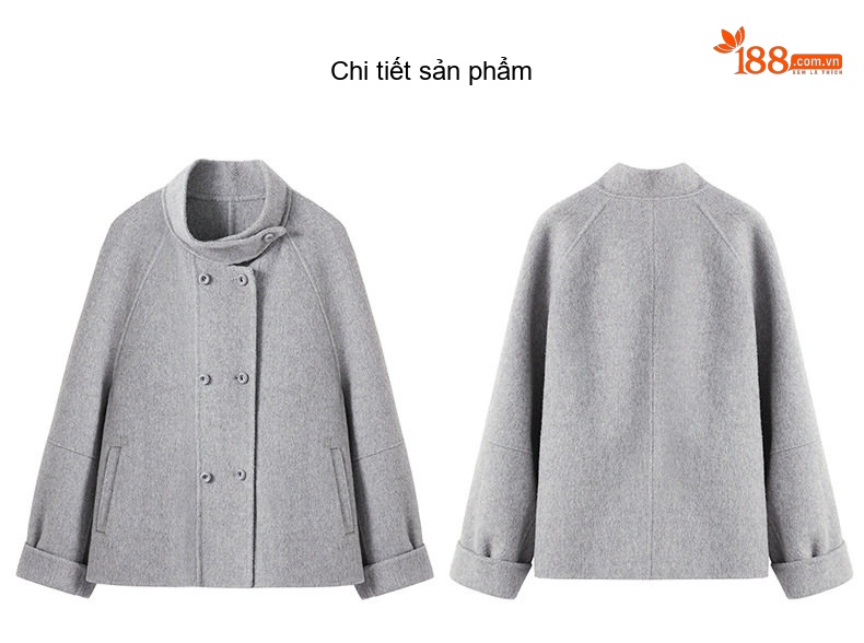 Áo Khoác Dạ Nữ Ngắn Tay Lỡ Dáng Suông Phong Cách Hàn Quốc Màu Be, Xám, Nâu, Đen chi tiết 53