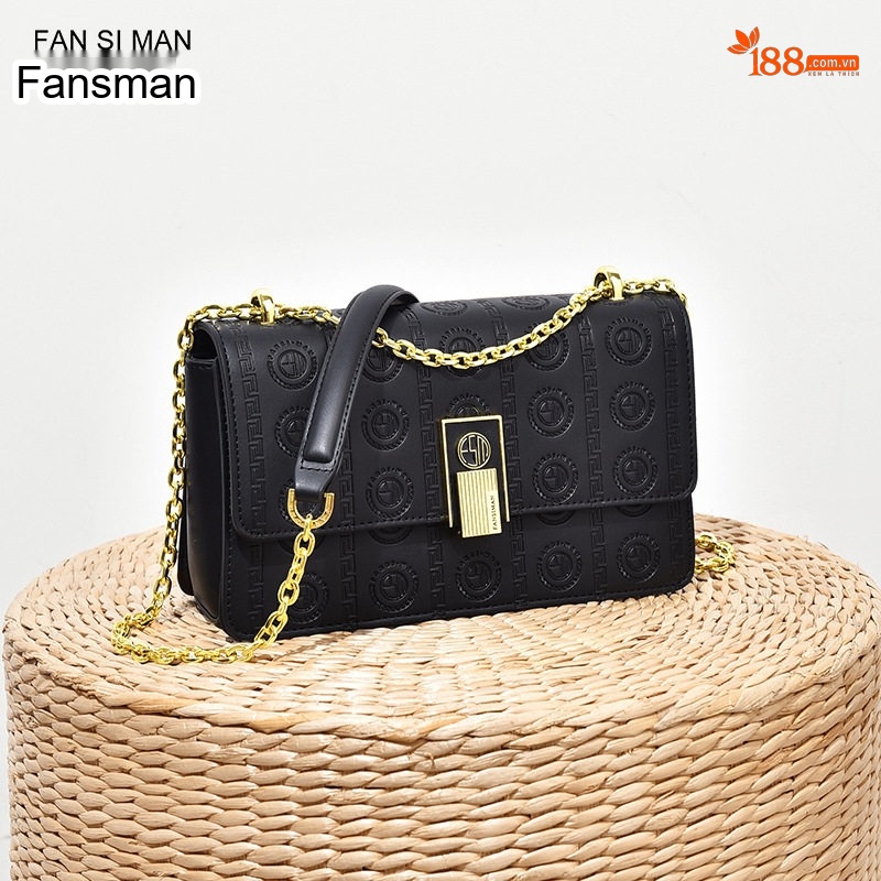 Túi Đeo Vai Nữ Hình Hộp Chữ Nhật Quai Xích Da Bóng Màu Trắng, Be, Đen