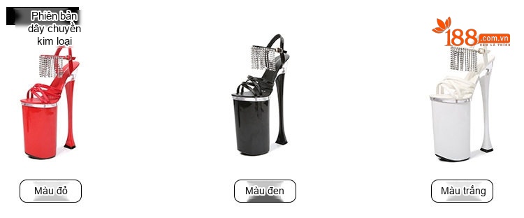 Giày Sandal Cao Gót Nữ Quai Ngang Hở Ngón Da Bóng Đính Đá Gót Cao 26cm Màu Đen, Đỏ, Trắng chi tiết 3