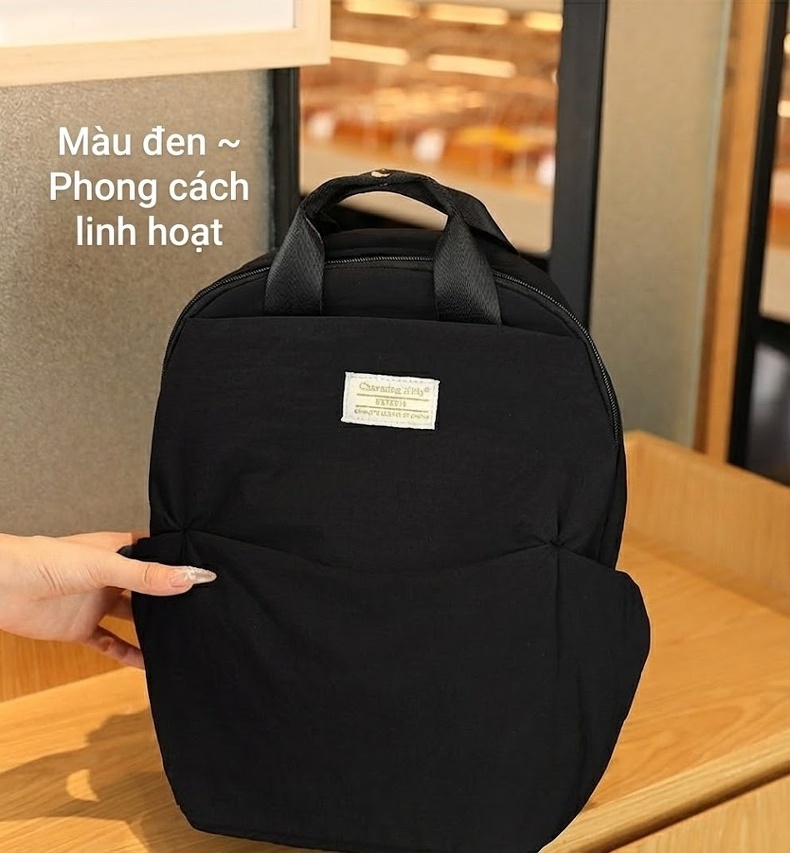 Balo Nữ Đeo Vai Hai Dây Mềm Mại Chống Sốc Thoải Mái Size Vừa Bền Bỉ Màu Be chi tiết 26